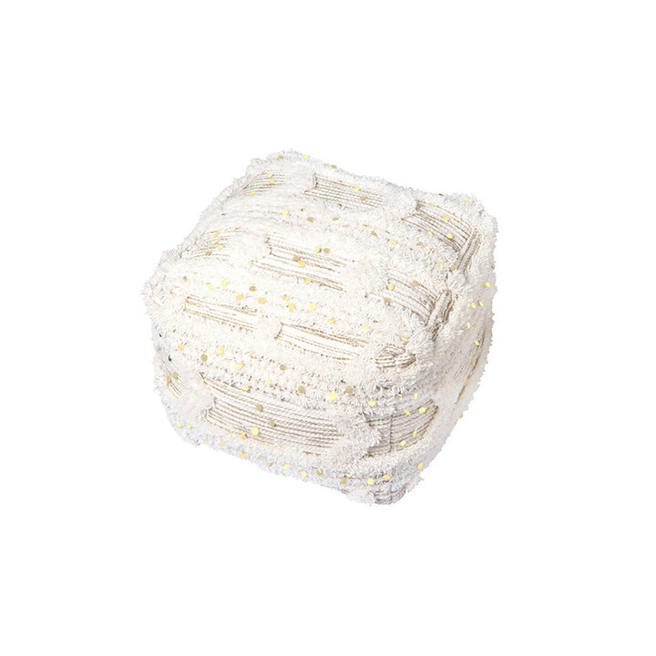 Bohemian poef kubus - Basai 425 Creme/Groen - 1