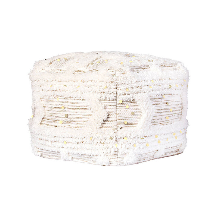 Bohemian poef kubus - Basai 425 Creme/Groen - 2