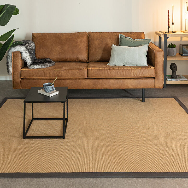 Sisal vloerkleed - Tulum Border Antraciet  - 1