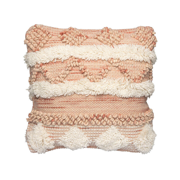 Bohemian kussen vierkant - Basai 225 Roze/Creme - 1