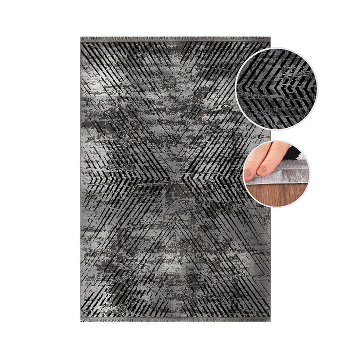 Abstract vloerkleed - Elitha Geo Antraciet - 1