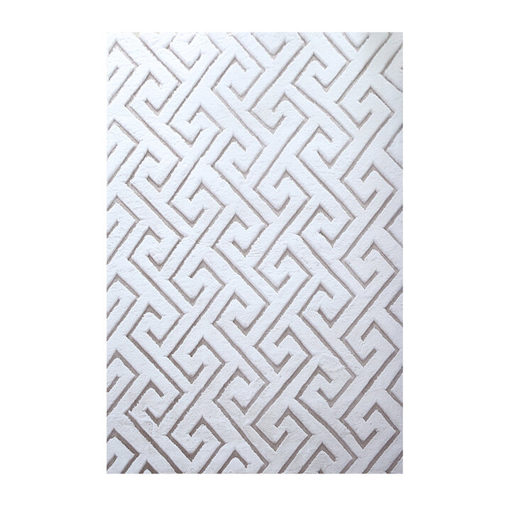 Zacht geometrisch vloerkleed - Vellion Maze Wit/Beige - 1