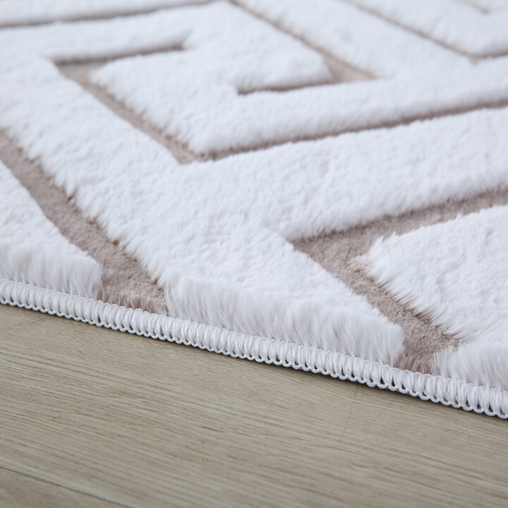 Zacht geometrisch vloerkleed - Vellion Maze Wit/Beige - 2