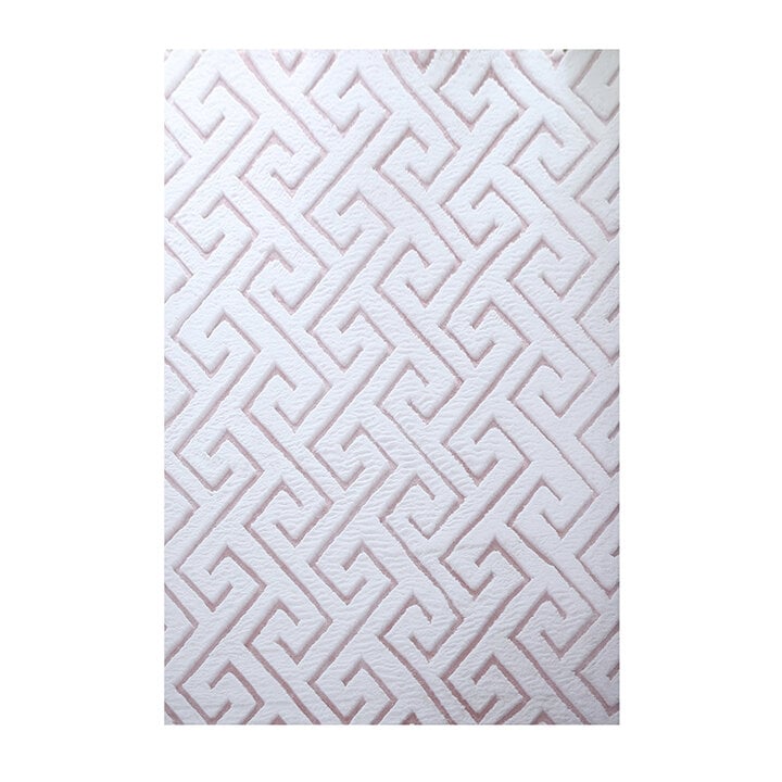 Zacht geometrisch vloerkleed - Vellion Maze Wit/Roze - 1