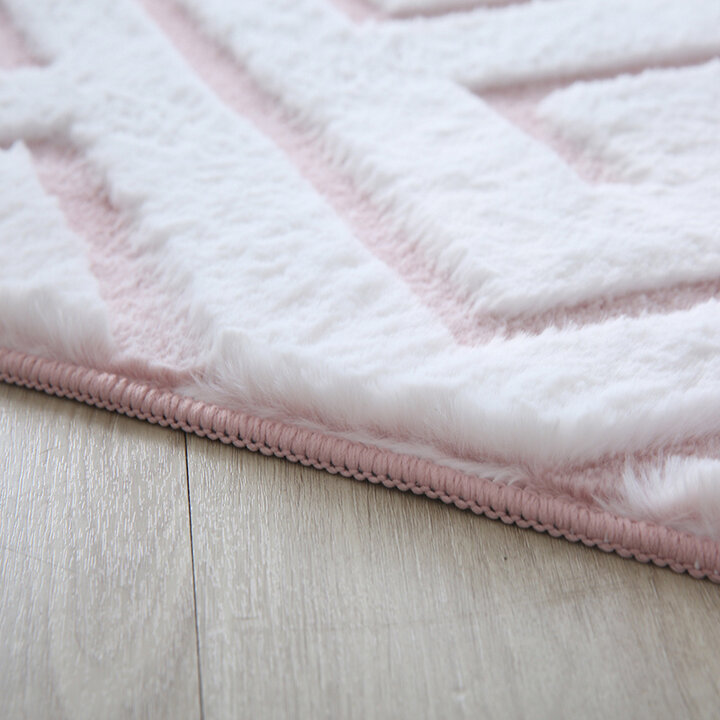 Zacht geometrisch vloerkleed - Vellion Maze Wit/Roze - 2