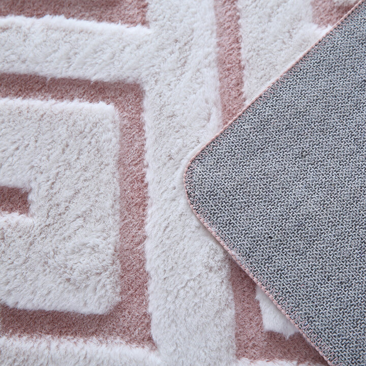Zacht geometrisch vloerkleed - Vellion Maze Wit/Roze - 3