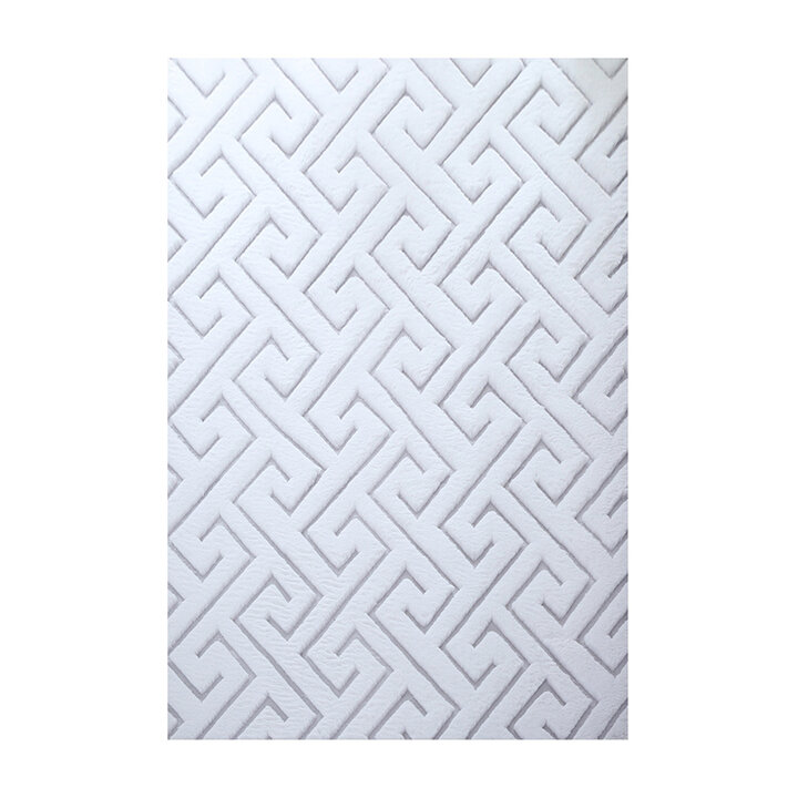 Zacht geometrisch vloerkleed - Vellion Maze Wit/Zilver - 1