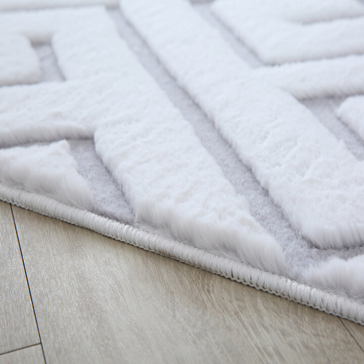 Zacht geometrisch vloerkleed - Vellion Maze Wit/Zilver - 2