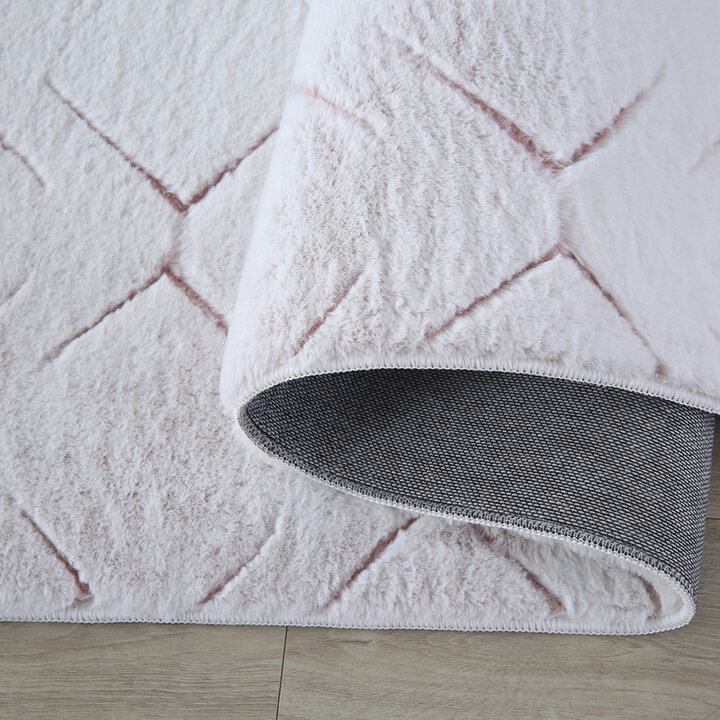 Zacht geometrisch vloerkleed - Vellion Square Wit/Roze - 2