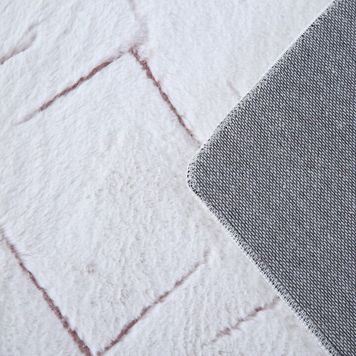 Zacht geometrisch vloerkleed - Vellion Square Wit/Roze - 3
