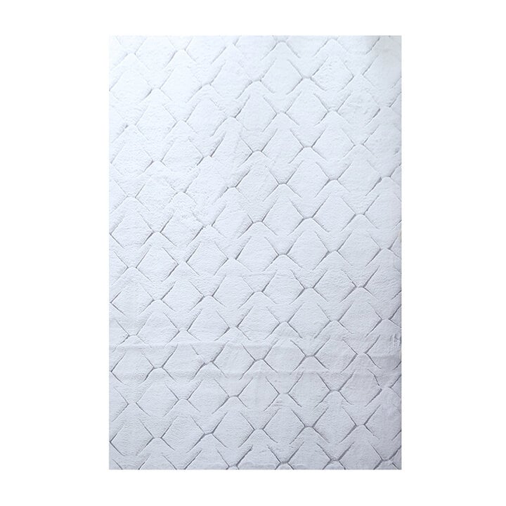 Zacht geometrisch vloerkleed - Vellion Square Wit/Zilver - 1