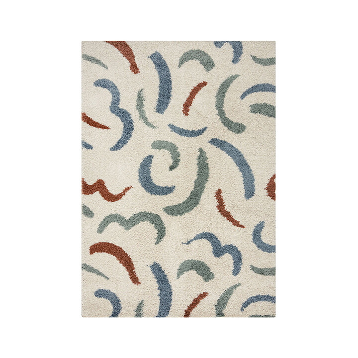 Hoogpolig vloerkleed - Alano Squiggle Meerkleurig  - 1