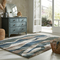 Hoogpolig vloerkleed - Alano Stream Blauw/Groen 