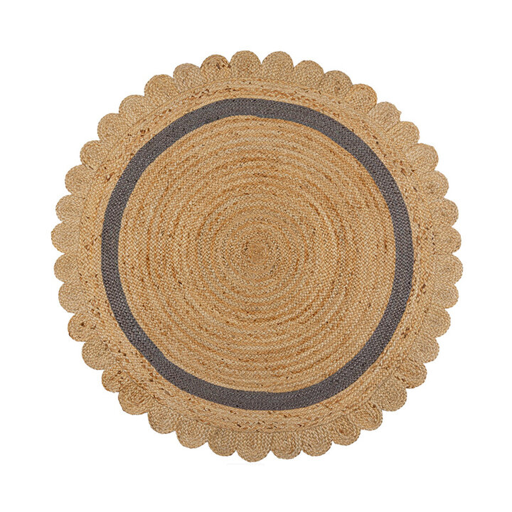 Rond jute vloerkleed - Grazo Naturel/Grijs  - 1