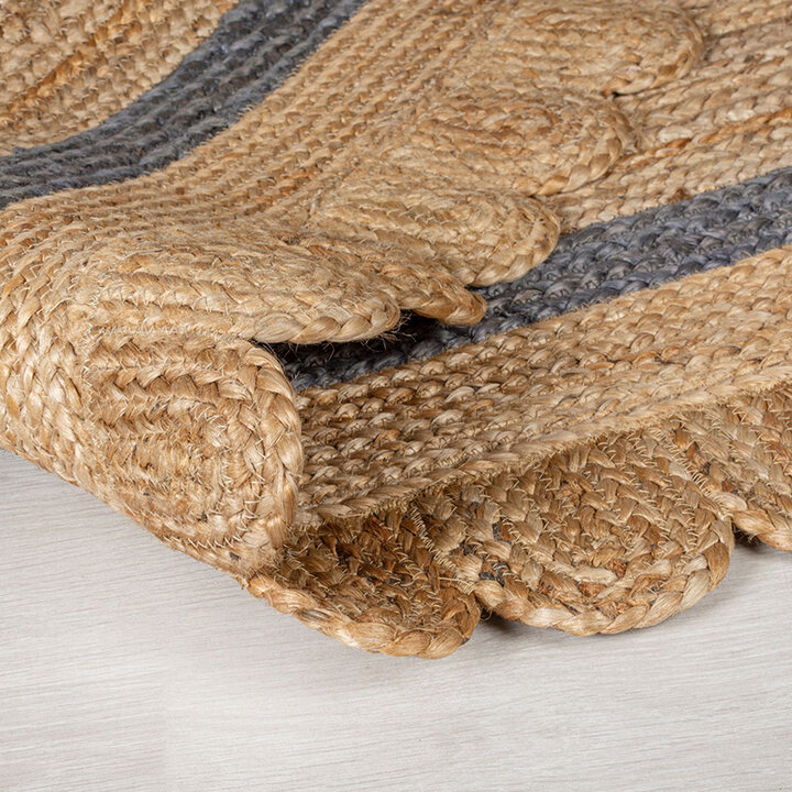 Rond jute vloerkleed - Grazo Naturel/Grijs  - 4