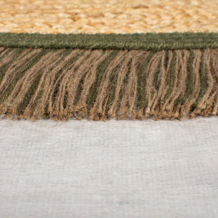 Rond jute vloerkleed - Kahano Naturel/Groen  - 3