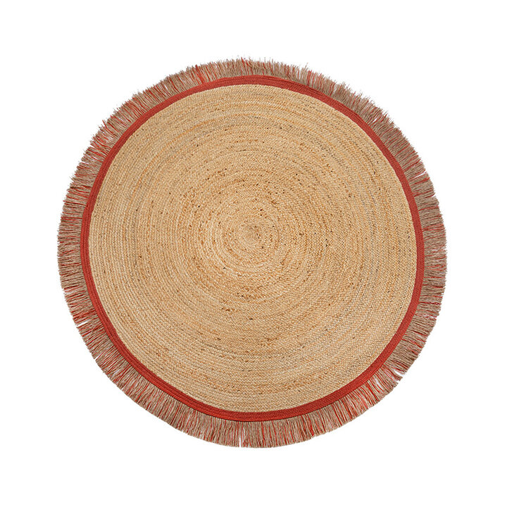 Rond jute vloerkleed - Kahano Naturel/Terracotta  - 1