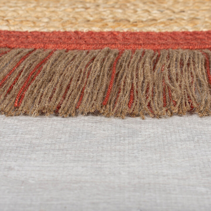 Rond jute vloerkleed - Kahano Naturel/Terracotta  - 3