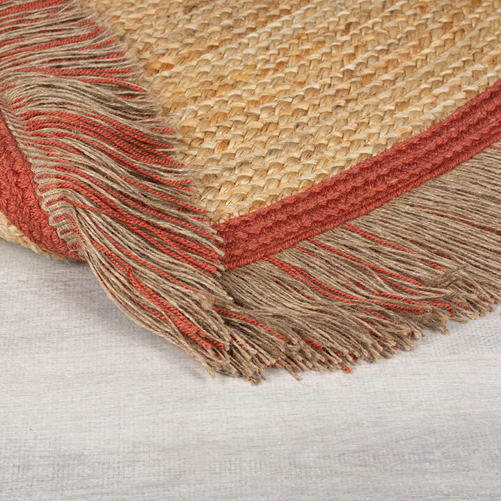 Rond jute vloerkleed - Kahano Naturel/Terracotta  - 4