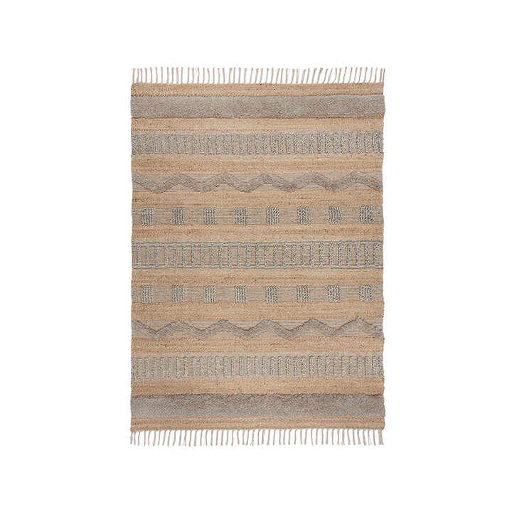 Jute vloerkleed - Jubio Medina Naturel/Grijs  - 1