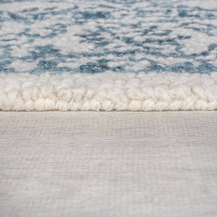 Wollen vloerkleed - Wallo Yasmin Ivoor/Blauw  - 2