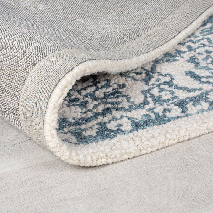 Wollen vloerkleed - Wallo Yasmin Ivoor/Blauw  - 3