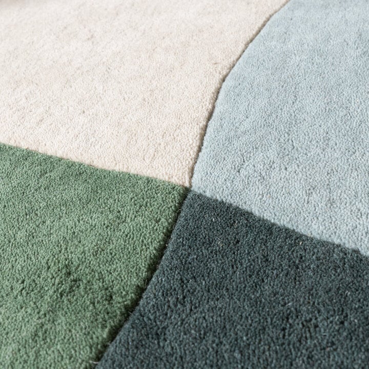 Wollen abstract vloerkleed - Clarice Olijfgroen/Mint  - 3