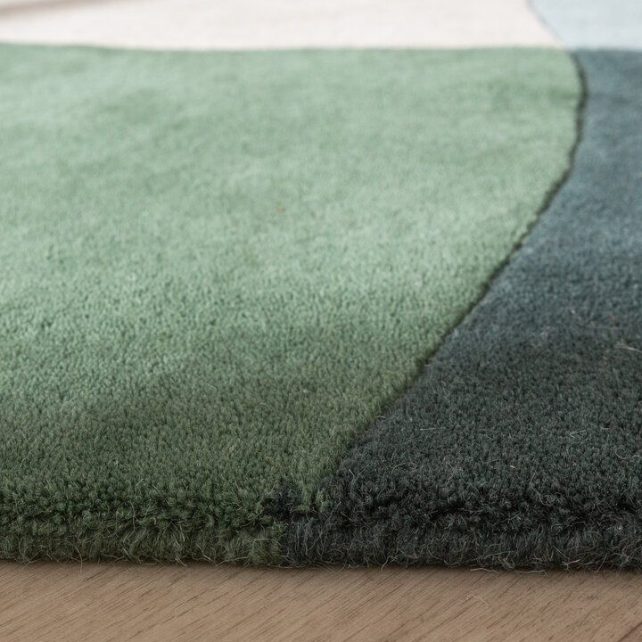 Wollen abstract vloerkleed - Clarice Olijfgroen/Mint  - 5