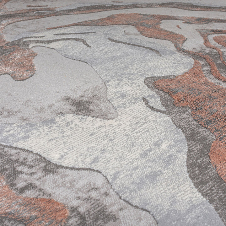 Marmer vloerkleed - Erio Marbled Grijs/Roze - 2