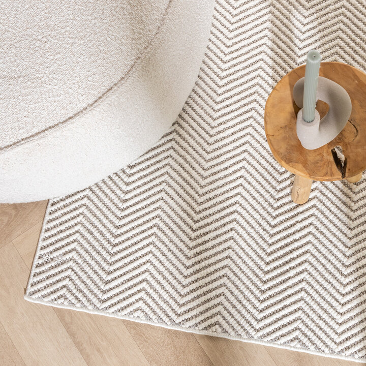Duurzaam vloerkleed - Lorre Lines Creme/Grijs  - 2