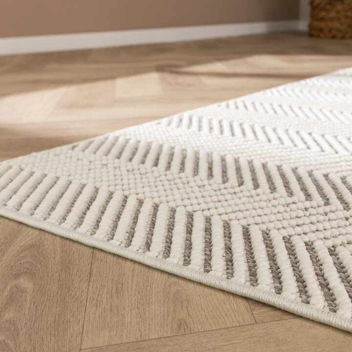 Duurzaam vloerkleed - Lorre Lines Creme/Grijs  - 5
