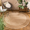 Rond jute buitenkleed - Mavi Border Bruin/Creme 