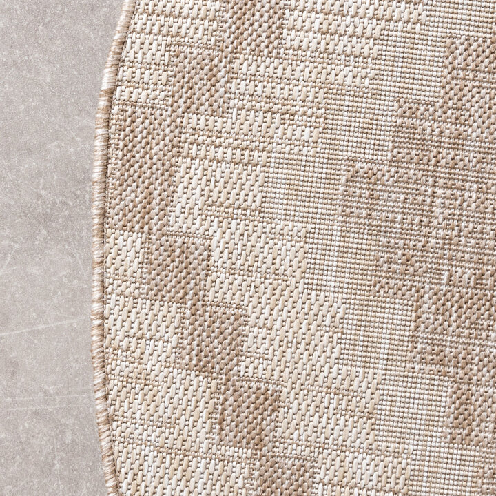 Rond jute buitenkleed - Atlas Diamond Bruin/Creme  - 4
