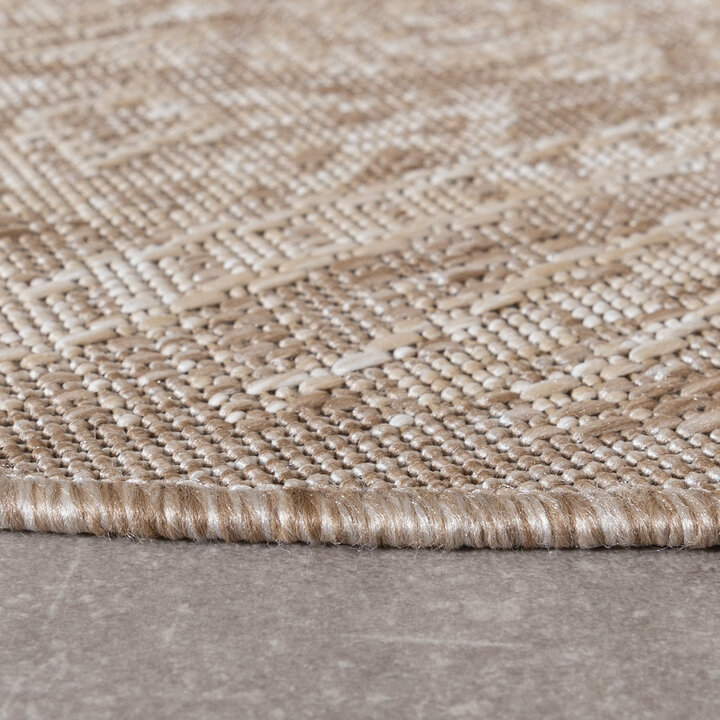 Rond jute buitenkleed - Atlas Aztec Bruin/Creme  - 5