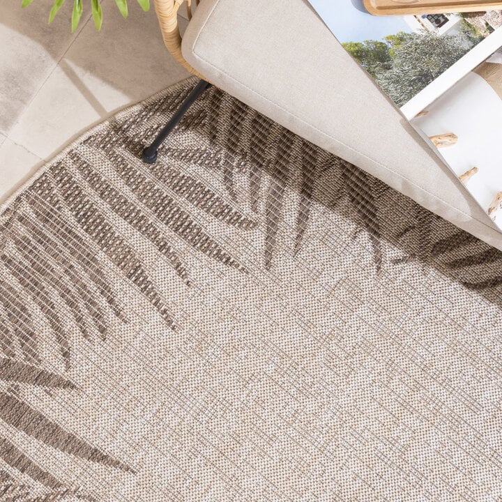 Rond buiten vloerkleed - Tiga Edge Taupe  - 2