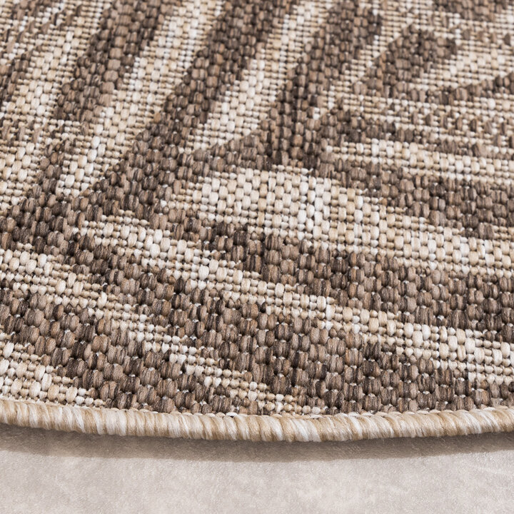 Rond buiten vloerkleed - Tiga Edge Taupe  - 5