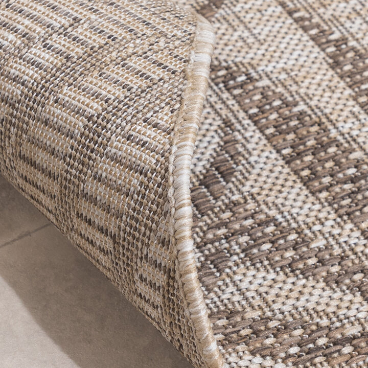 Rond buiten vloerkleed - Tiga Edge Taupe  - 6