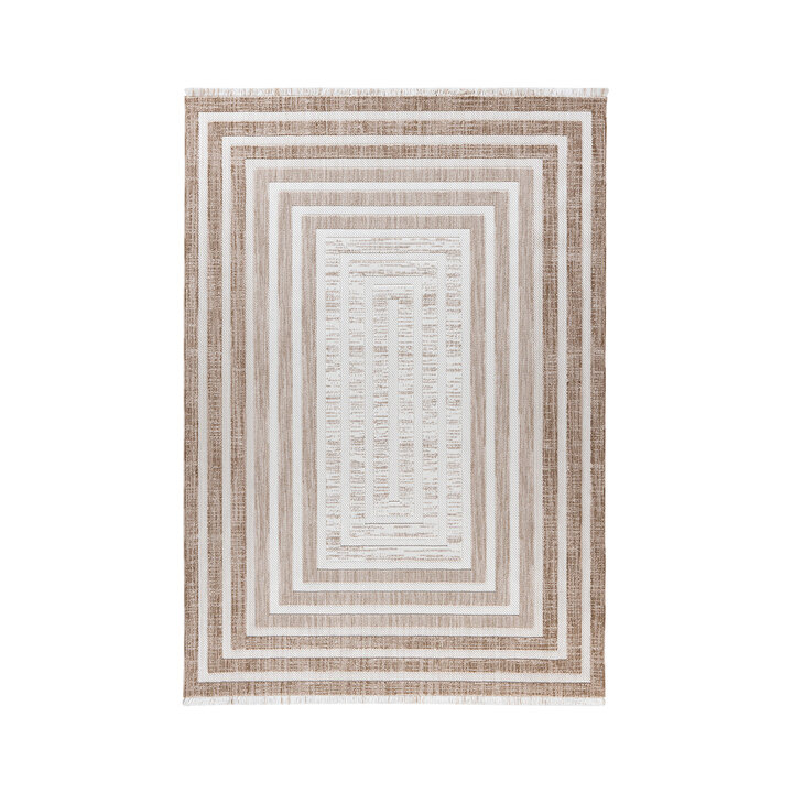 Modern vloerkleed - Sari Borders 125 Bruin/Beige  - 1