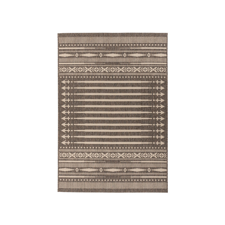 In- & Outdoor vloerkleed - Swash Lines 200 Bruin/Creme - 1