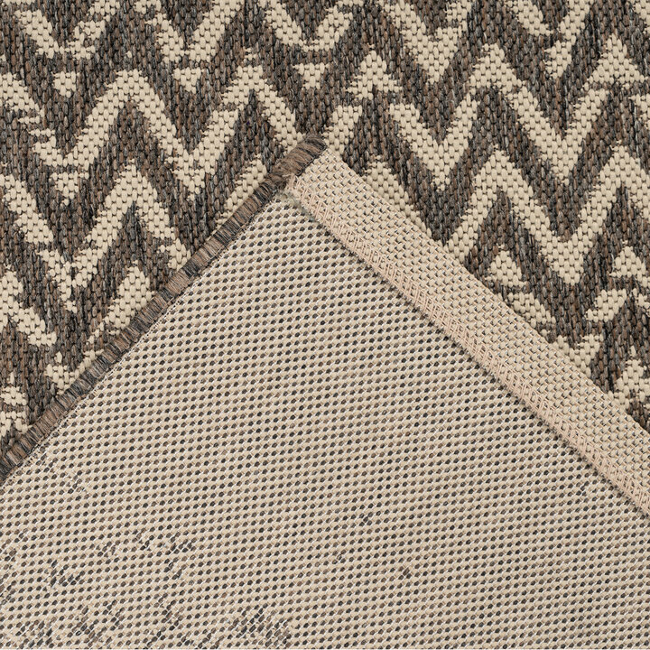 In- & Outdoor vloerkleed - Swash ZigZag 600 Bruin/Creme - 3