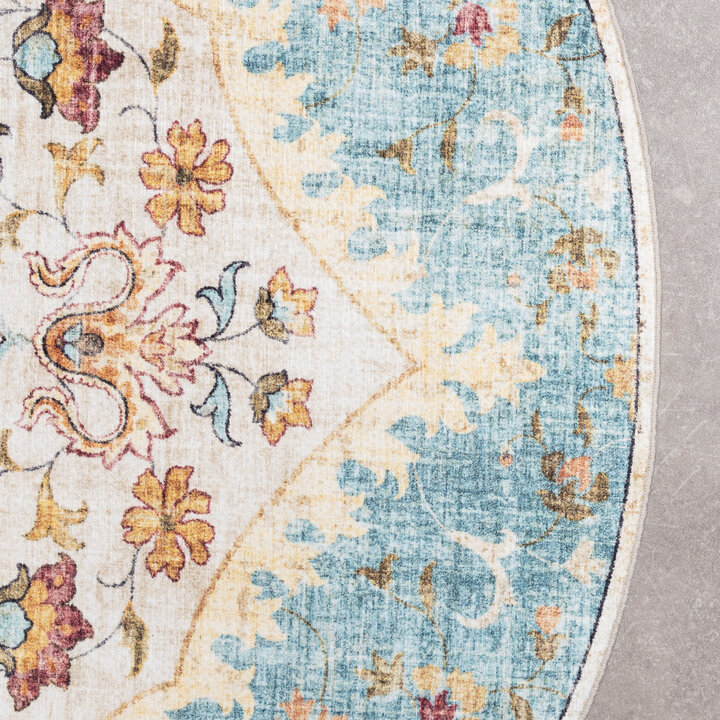 Rond vintage buitenkleed - Santo Mandala Lichtblauw - 4
