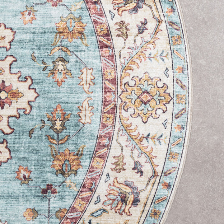 Rond vintage buitenkleed - Santo Medaillon Lichtblauw - 4