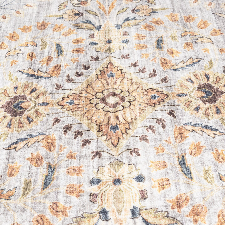 Rond vintage buitenkleed - Santo Flora Lichtgrijs - 3