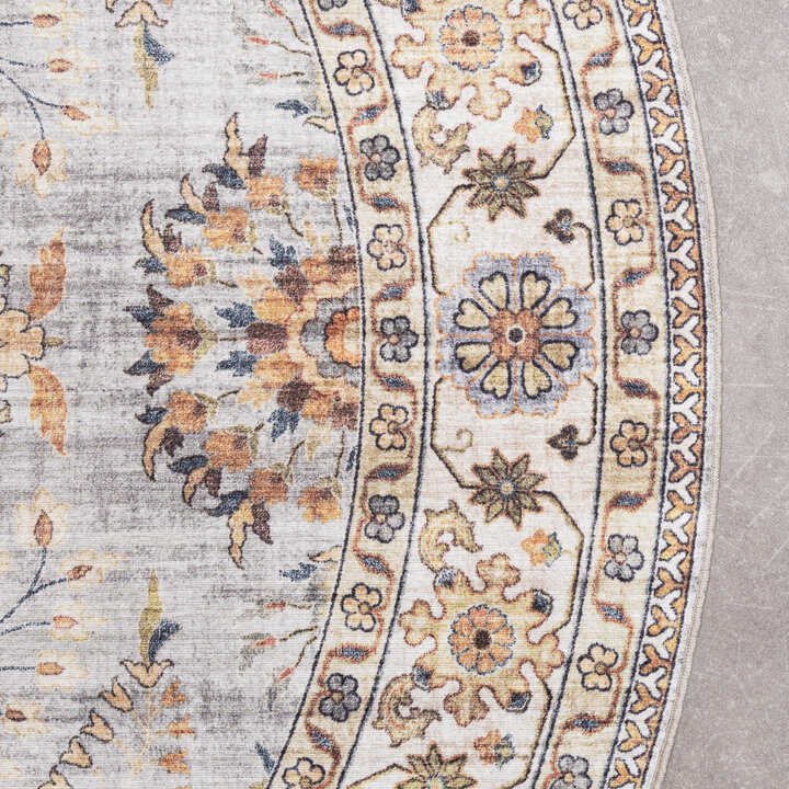 Rond vintage buitenkleed - Santo Flora Lichtgrijs - 4
