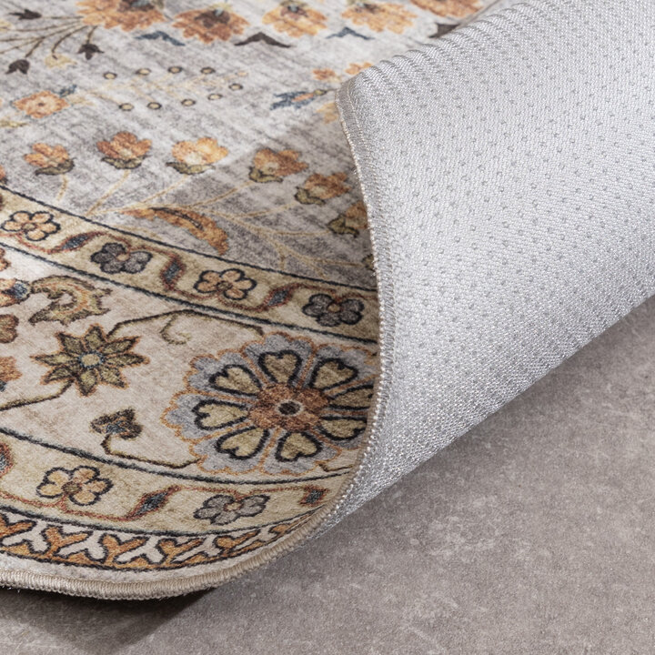 Rond vintage buitenkleed - Santo Flora Lichtgrijs - 6