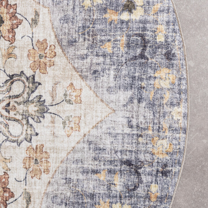Rond vintage buitenkleed - Santo Mandala Blauw/Grijs - 4