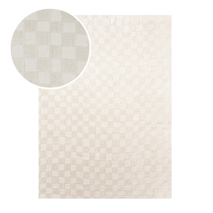 Japandi vloerkleed - Yori Checkerboard Creme - 1