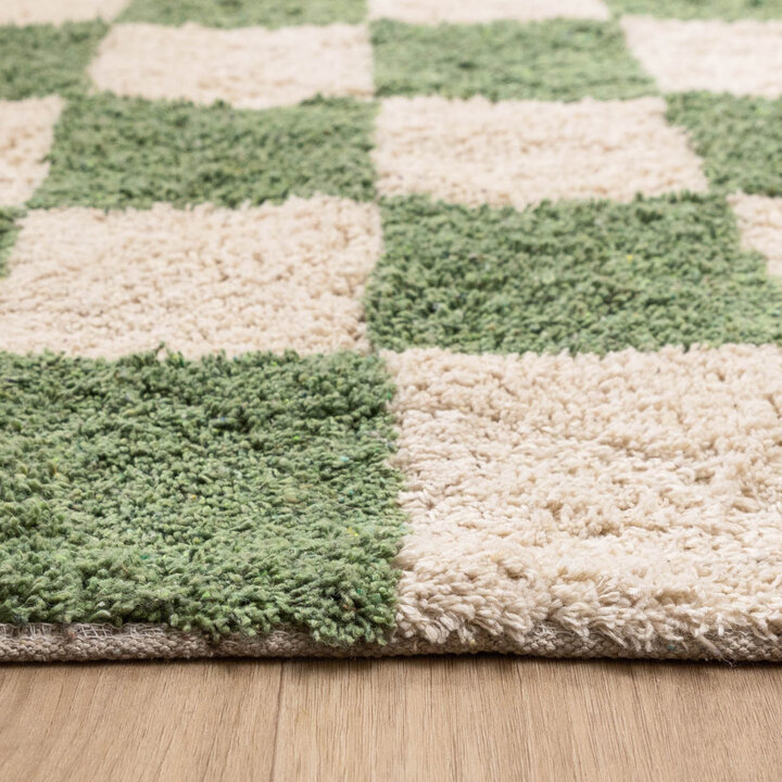 Retro vloerkleed - Gambit Groen/Wit - 5
