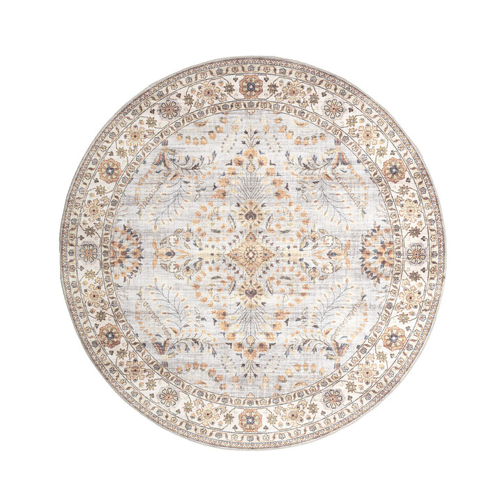 Rond vintage buitenkleed - Santo Flora Lichtgrijs - 1