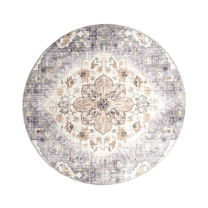 Rond vintage buitenkleed - Santo Mandala Blauw/Grijs - 1